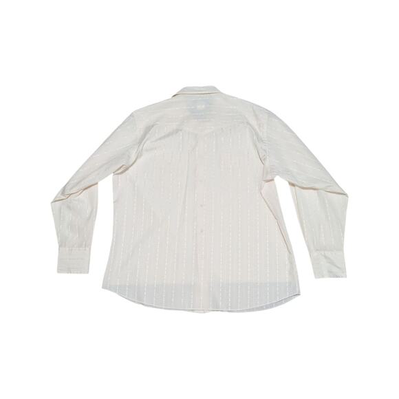 Vintage Wrangler Pearl Snap Button Down Shirt Cream Western Long Sleeve Textured - Picture 2 of 4